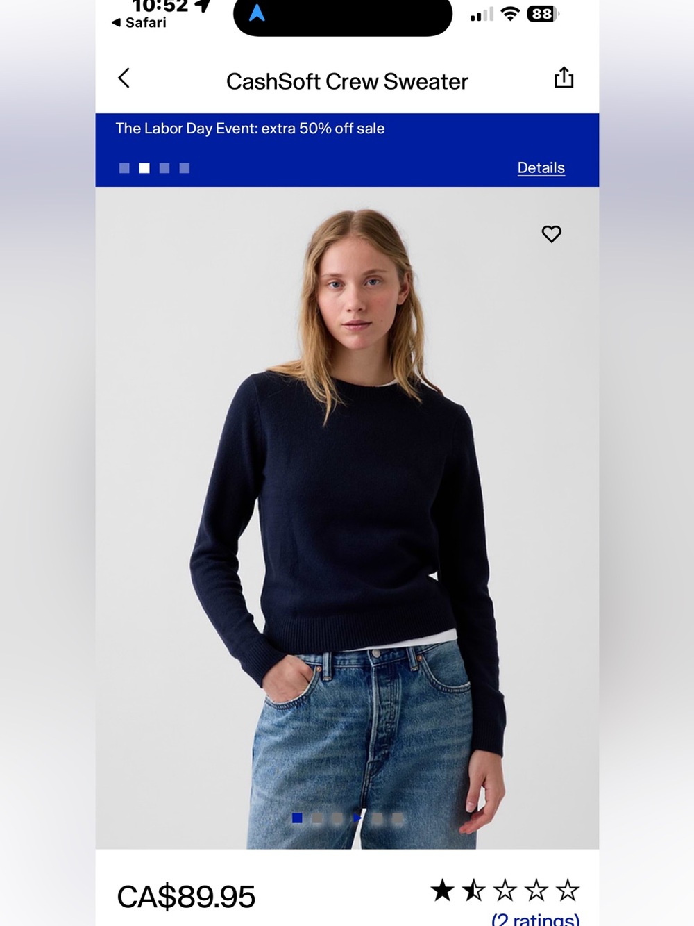Final Price- No Offers! GAP Black Cashmere CashSoft Crewneck Women's Sweater